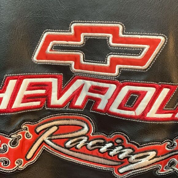 Vintage 90s Chevrolet Wool Baseball Bomber Jacket Faux Leather Sleeve XXLarge 2X - Picture 9 of 16